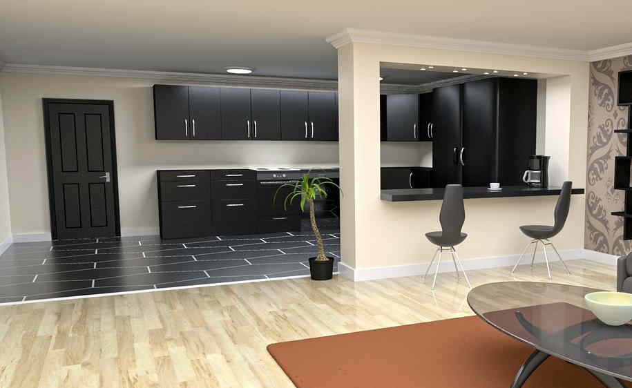 modern kitchen with a coffee machine