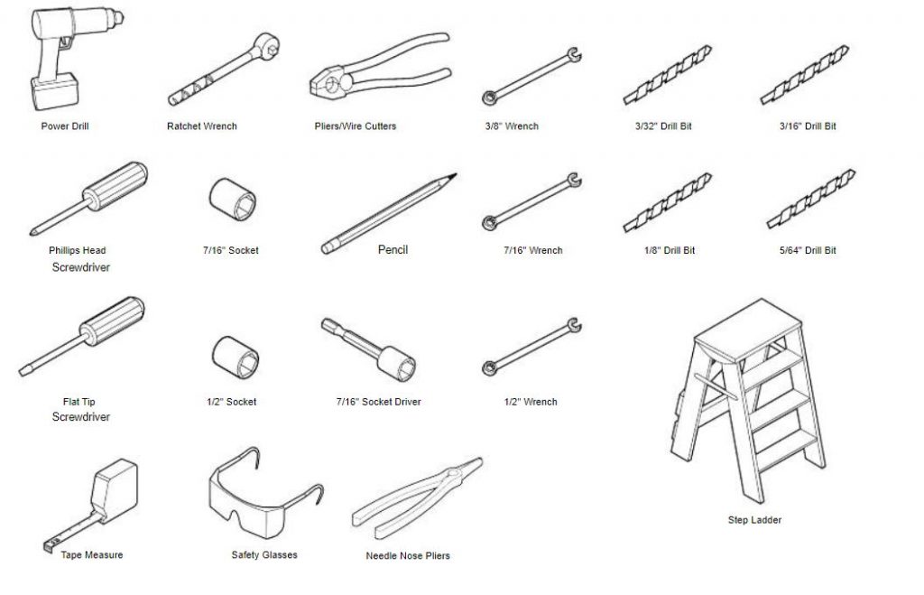Tools and instructions for installing Wayne Dalton iDrive garage door opener